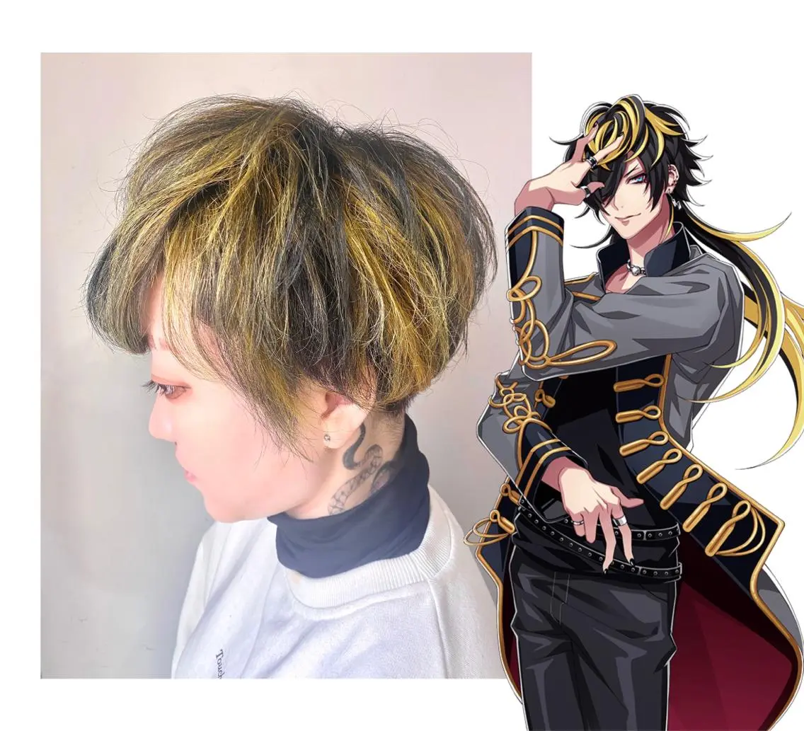 ショート カラー メッシュ イエローカラー ヘアカラー TSUNO🦖 派手髪/オタク美容師のヘアスタイル