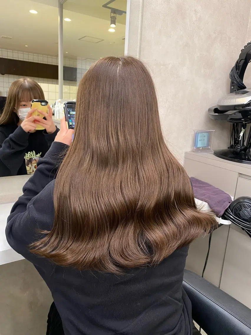 カラー ブリーチ縮毛矯正飛我 韓国ヘア🫧のヘアスタイル