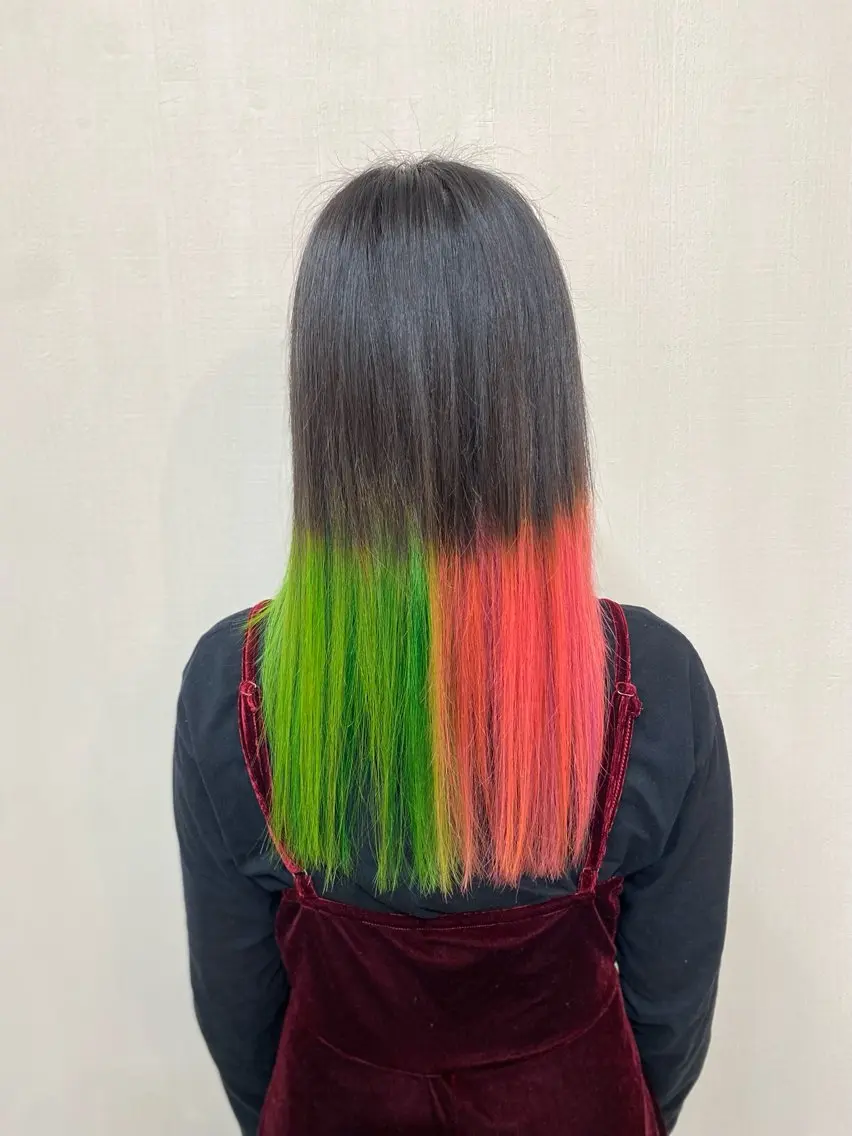 ロング カラー デザインカラー ピンクカラー ヘアカラー トリートメント 杉森 蘭琉のネイルデザイン