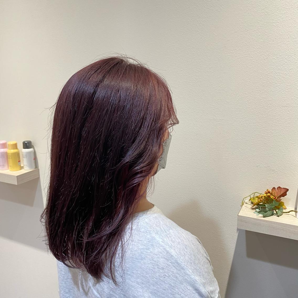 ミディアム カラー ピンクカラー Rubik's 梅田茶屋町/叶莉のヘアスタイル