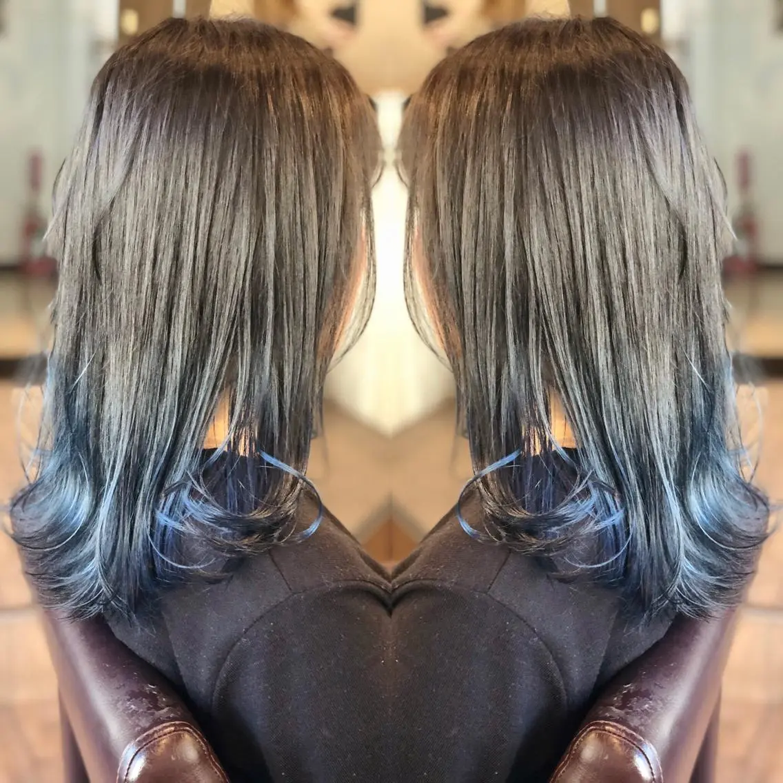 ミディアム カラー ブリーチ ブルーカラー ブルージュ グラデーションカラー 美髪・艶髪特化美容師 RYOJIのヘアスタイル