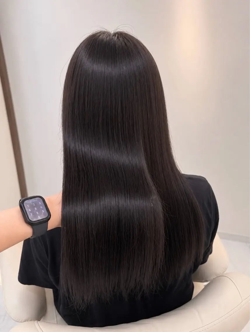 ロング カラー 黒髪 ブルーカラー ブルーブラック 透明感カラー カット ヘアカラー トリートメント ダブルカラー/髪質改 善/京都/akaneのヘアスタイル