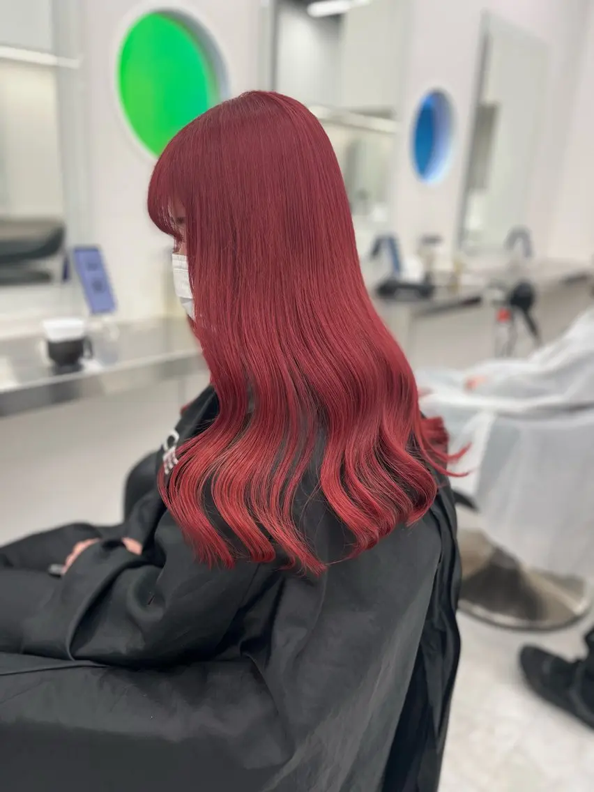 ロング ヘアカラー トリートメント ヘアセット 🍒韓国暖色ヘア NO.1🍒🪽のヘアスタイル
