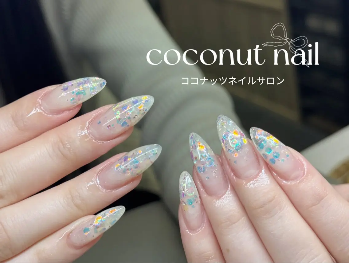 ネイル べっ甲ネイル フレンチネイル キラキラネイル マグネットネイル 大理石ネイル(マーブル) ハンドネイル 神田 ココナッツのネイルデザイン