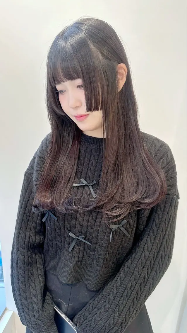 ロング 姫カット カット トリートメント 小顔レイヤー/ ベージュ🤍Rieのヘアスタイル