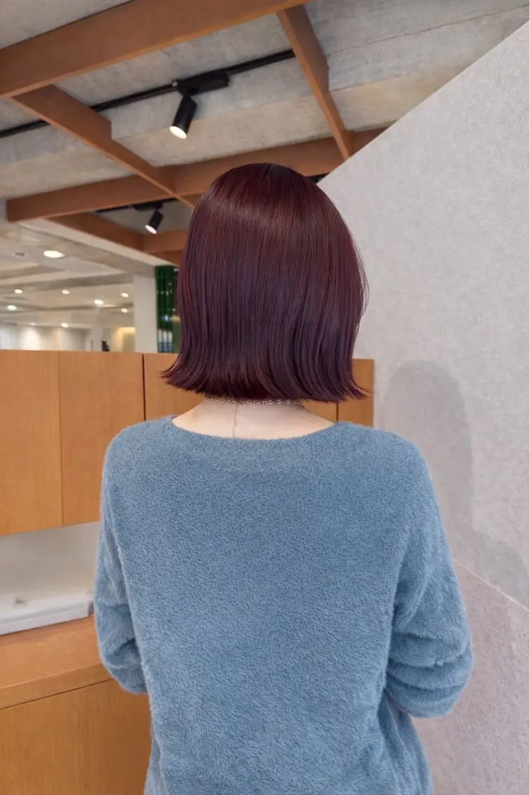 カラー ブリーチ カシス 透明感カラー ダブルカラー ブリーチなしカラー ヘアカラー トリートメント Jr.スタイリスト/ ミニモ価格/MANAのヘアスタイル