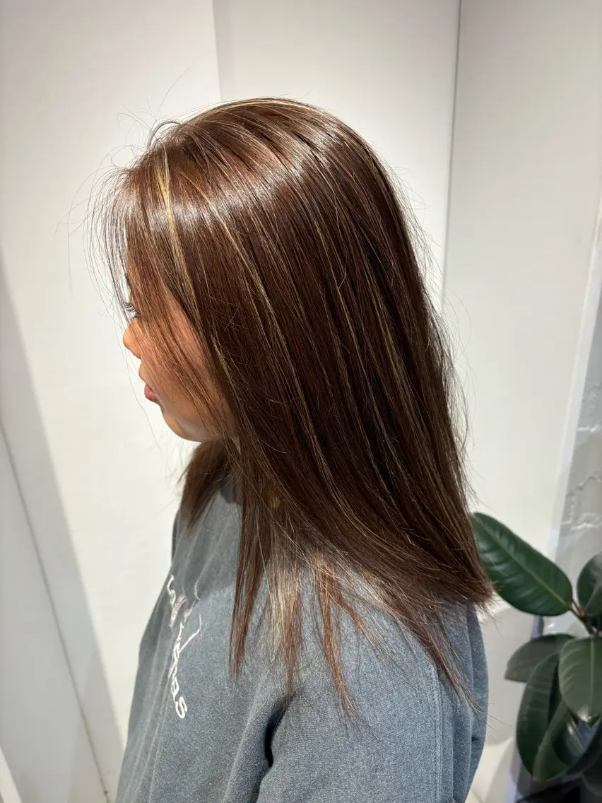 ロング カラー ブラウンカラー ハイライトカラー ハイライト ヘアカラー りあの🎀 /暖色カラー🍒のヘアスタイル