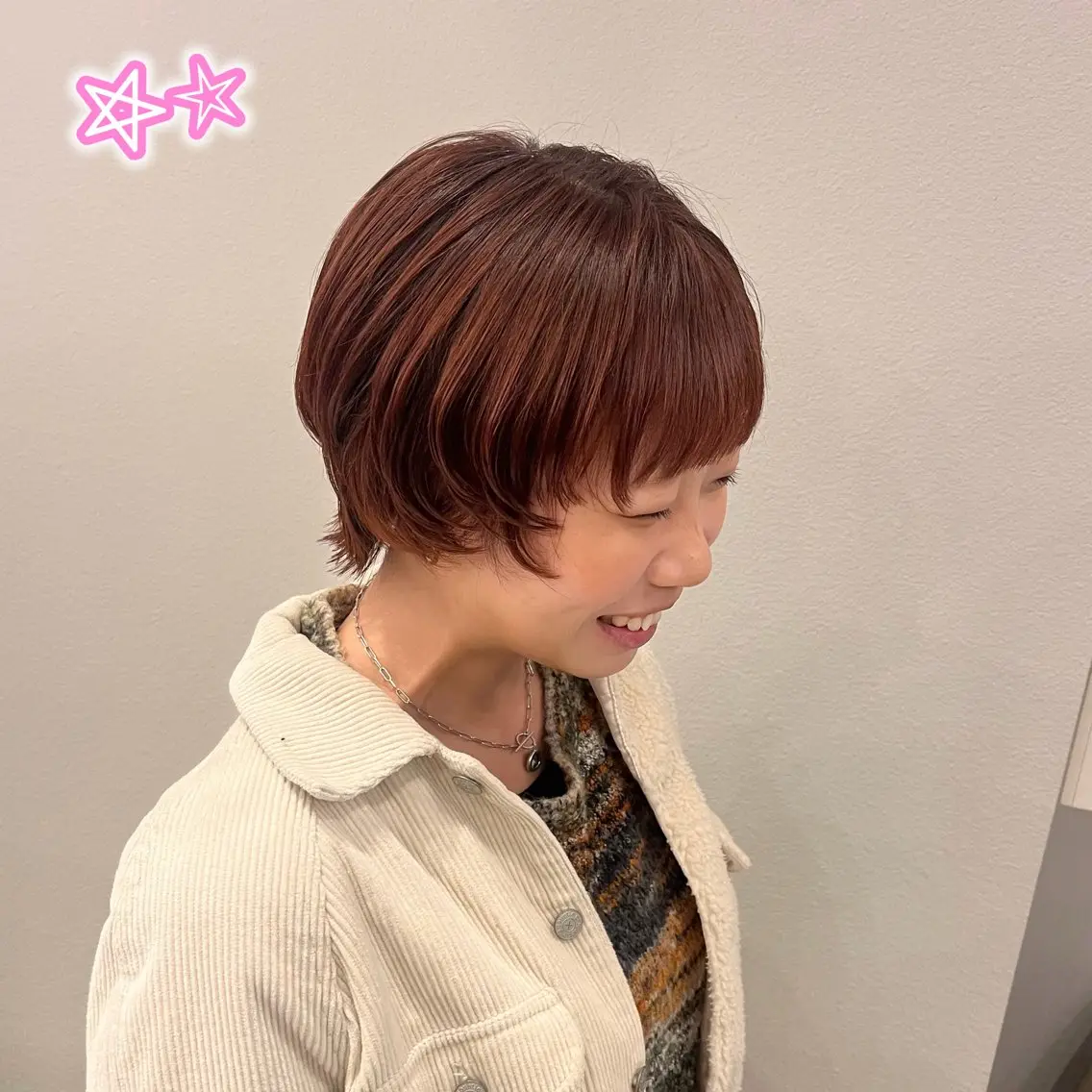 ショート オレンジブラウン ショートヘア カット ヘアカラー 顔周り/ガーリー /ヘアメ/あつはのヘアスタイル