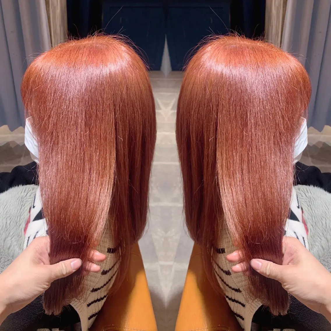 セミロング カラー ピンクカラー 韓国🇰🇷 ✂︎hair 内田愛のヘアスタイル