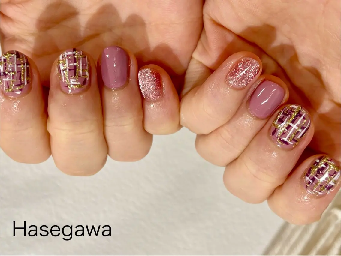 ネイル ツイードネイル ハンドネイル DROP 長谷川のネイルデザイン