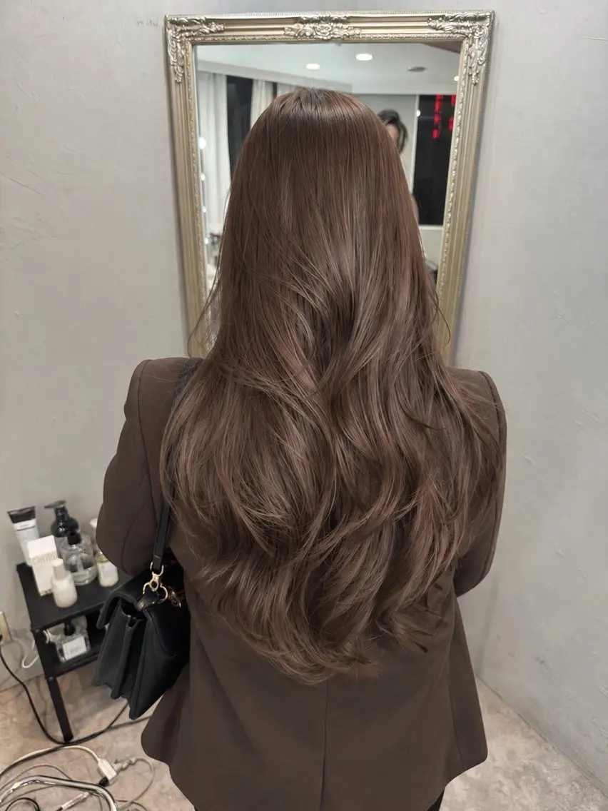 ロング カラー カット 髪質改善カラー韓国風 レイヤーtudaのヘアスタイル