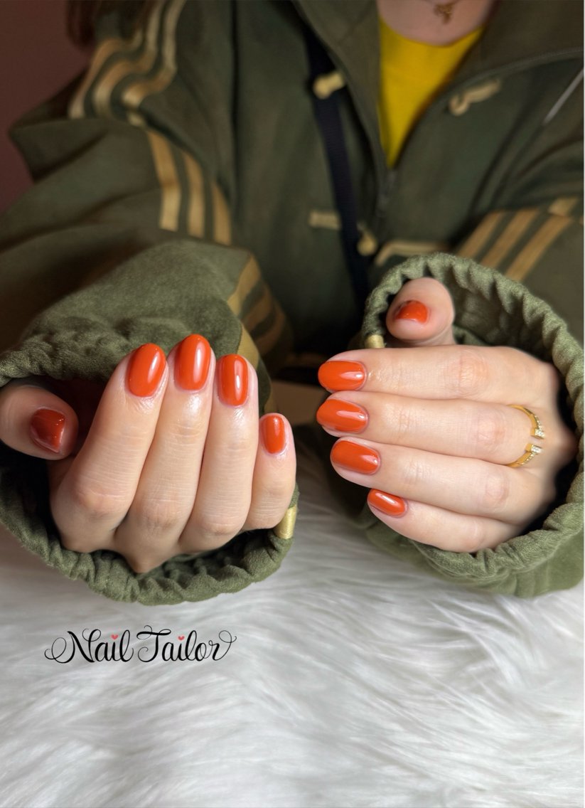 ネイル ロングネイル オレンジ ショートネイル ハンドネイル NailTailor ネイルテイラーのネイルデザイン