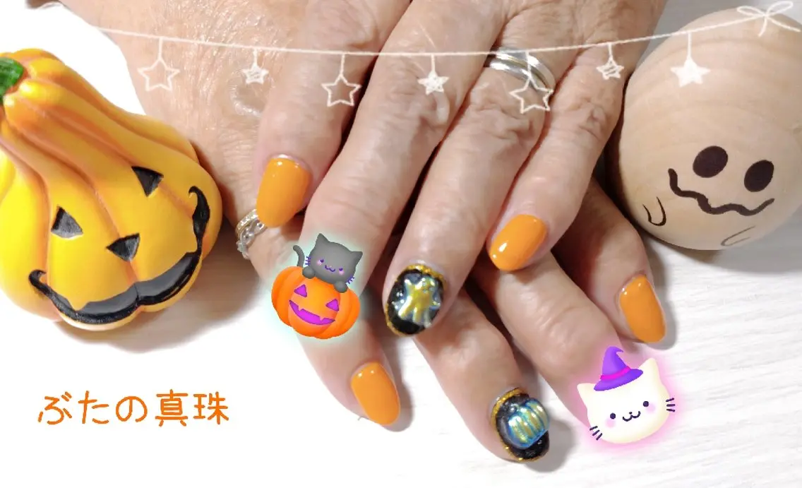 ネイル ハロウィン ハンドネイル 林 珠里のネイルデザイン