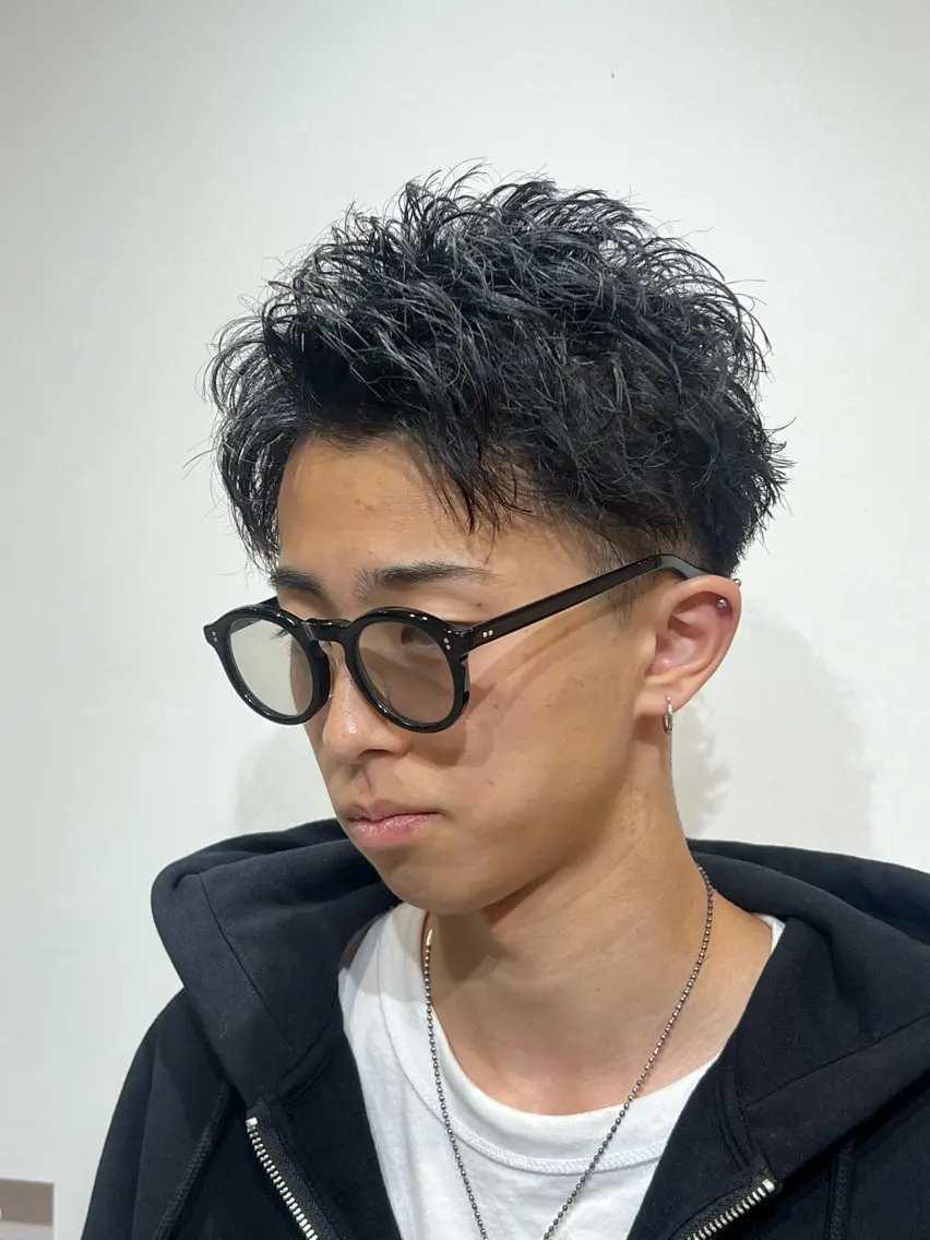 ショート メンズ アップバング カット メンズ特化パーマ &カラー🔥小倉大和のヘアスタイル