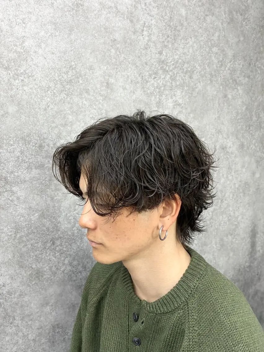 パーマ メンズ カット パーマ 深野 ちさとのヘアスタイル