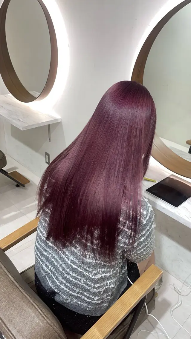 ロング ピンクラベンダー 光岡 玲遠のヘアスタイル