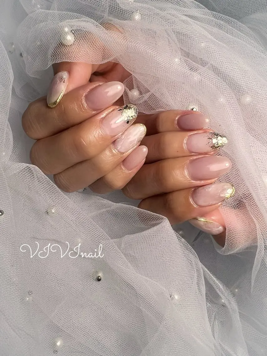 ネイル ニュアンスネイル オフィスネイル ピンク ハンドネイル vivi nailのネイルデザイン