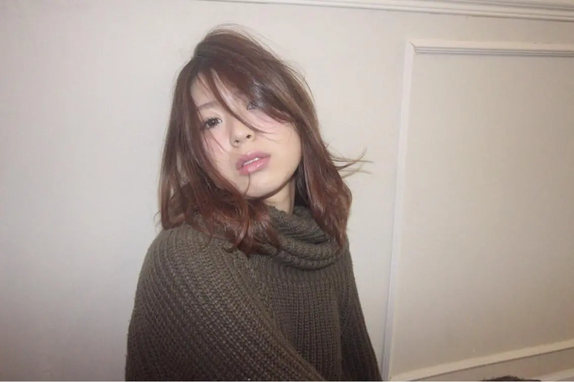 ミディアム セミロング カラー パーマ 松田 由貴のヘアスタイル