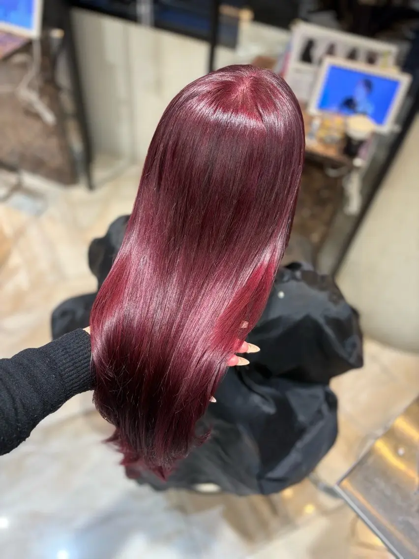 ロング カラー ブリーチ レッドカラー ヘアカラー 大阪 / ハイトーン/エクステのヘアスタイル