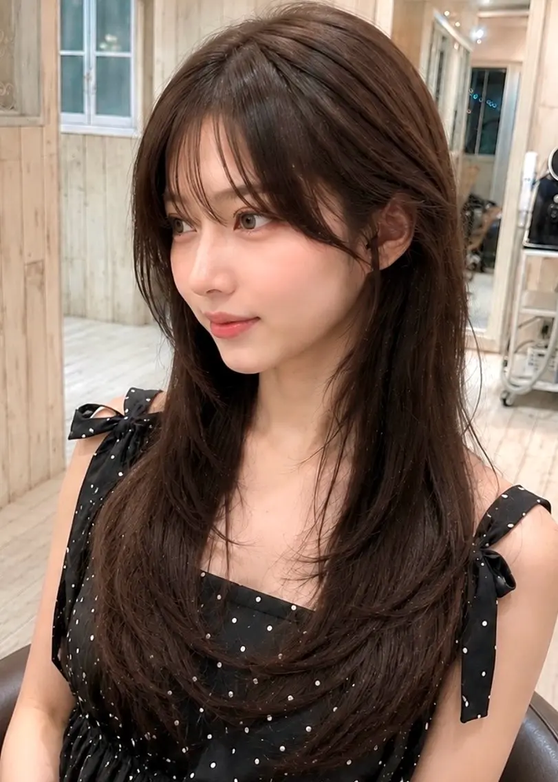 セミロング カット 大人可愛い韓国 レイヤー大田のヘアスタイル