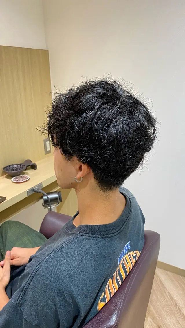 カラー メンズ メンズブリーチ メンズ就活ヘア 学生(メンズ向け) 黒髪 ブリーチ カット パーマ Yamada Ami🪐のヘアスタイル