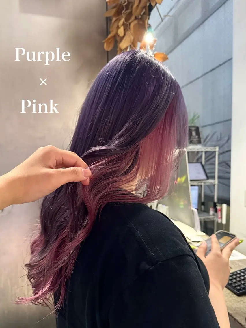 ロング カラー インナーカラー ピンクカラー mao/天神ブリーチ ハイトーンカラーのヘアスタイル