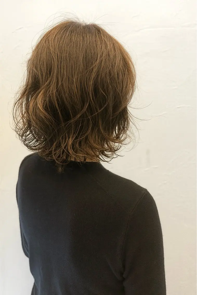 ミディアム ボブレイヤー ミディアムパーマ ボブ くせ毛 髪質改善 大園 晃のヘアスタイル