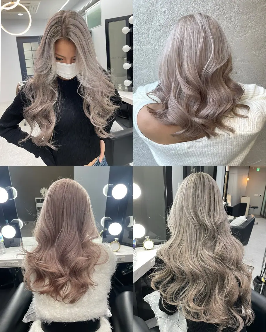 ロング カラー ヘアアレンジ 成人式 ハイトーンカラー 岡留 愛美のヘアスタイル