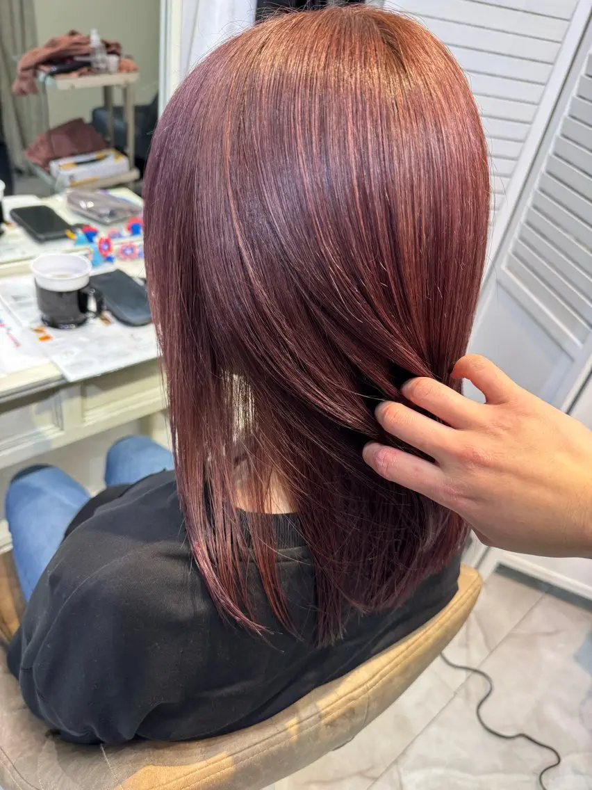 セミロング カラー ブリーチ ダブルカラー ラベンダーカラー ブリーチなしカラー ピンクカラー 20日◎髪質改善 misatoのヘアスタイル