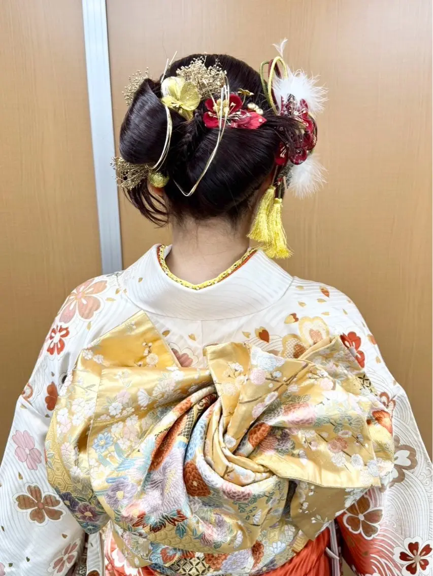 セミロング ヘアアレンジ 着物ヘア 髪飾り ヘアセット YUMEYAKATA 五条店のヘアスタイル