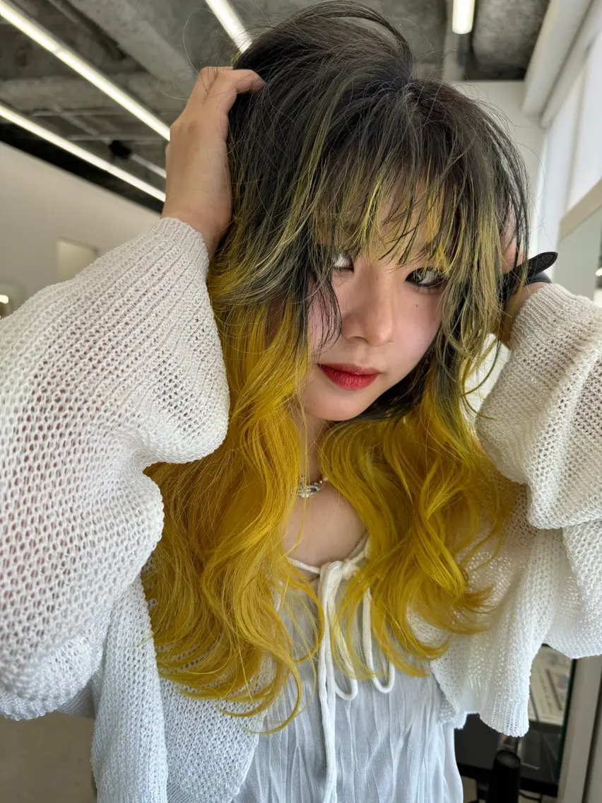 ロング カラー ブリーチ ケアブリーチ ロング トリートメント ヘアカラー ブリーチ/ハイトーン 名古屋栄/SHIONのヘアスタイル