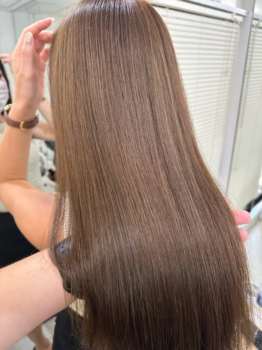 ロング カラー 髪質改善 縮毛矯正 トリートメント ヘアカラー トリートメント 髪質改善/レイヤー ストウシンゴのヘアスタイル