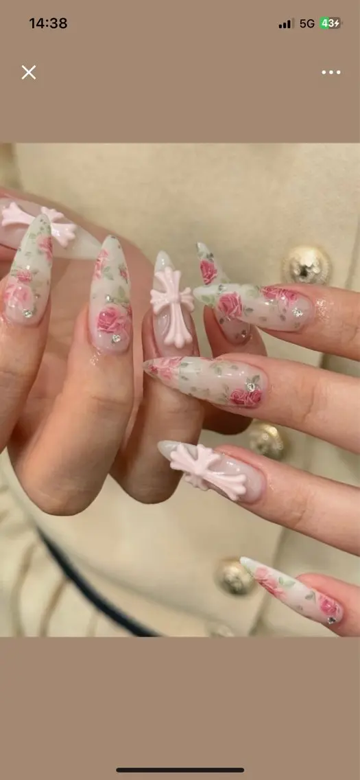 ネイル ガーリー ハート 韓国ネイル ニュアンスネイル リボン Sora nail 長さ出し専門店のネイルデザイン