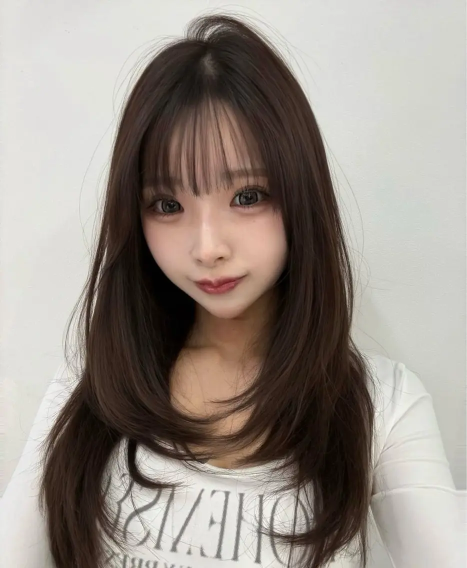 ロング カラー カット ヘアカラー 縮毛矯正 トリートメント 髪質改善/縮毛矯正/ ブリーチなしカラーのヘアスタイル