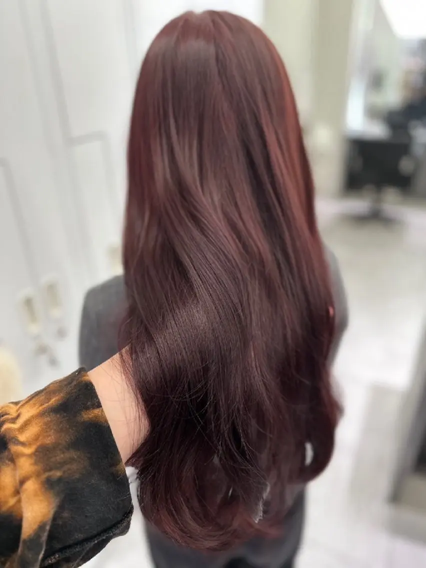 ロング カラー ブリーチ ブラウンカラー ブリーチなしカラー レッドカラー レッドブラウン piLLon 心斎橋のヘアスタイル