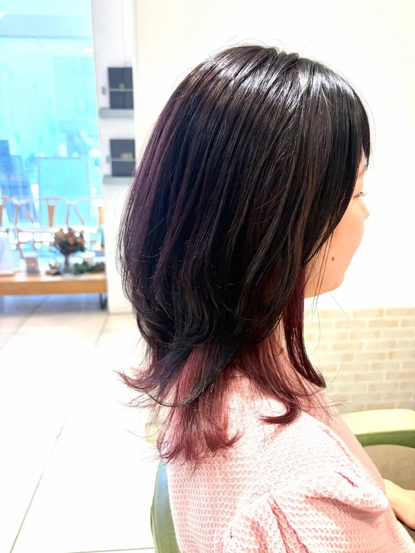 ミディアム カラー カット ヘアカラー 丸みショート/ ハイライトカラーのヘアスタイル