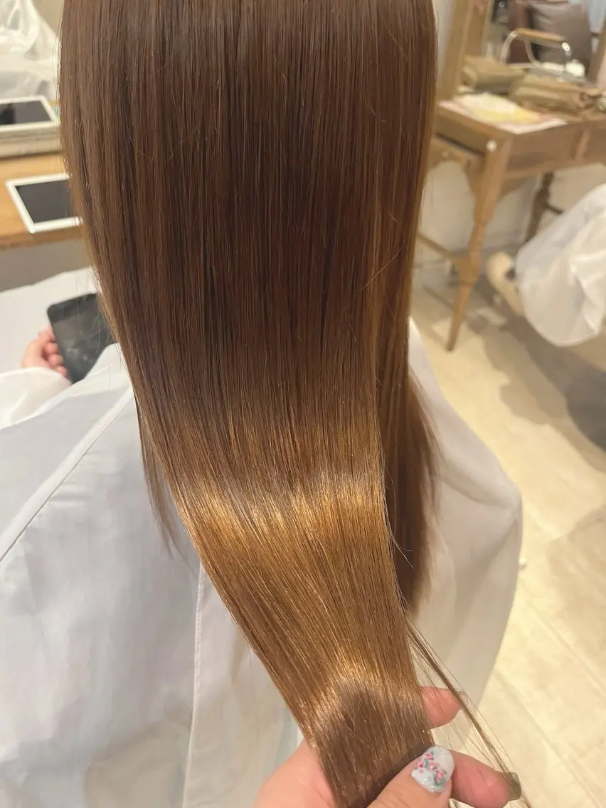ロング 縮毛矯正 縮毛矯正 あらいしほ /ダブルカラーのヘアスタイル