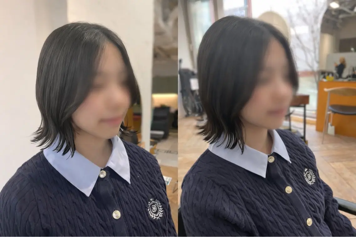 ミディアム 顔まわりレイヤー 顔周りカット レイヤーカット カット トリートメント 縮毛/パーマ/カラー LUVISM佐藤里咲のヘアスタイル