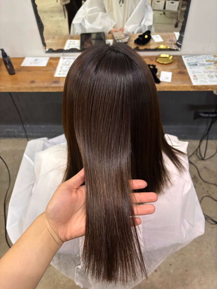 ミディアム カラー 髪質改善 縮毛矯正 loty すずな/透明感カラーのヘアスタイル