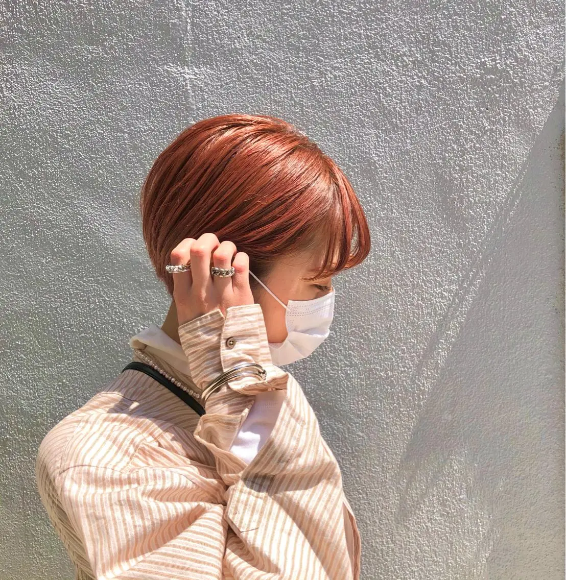 ショート カラー ヘアアレンジ ネイル マツエク・マツパ アディクシーカラー バレイヤージュ ミストバング ベージュカラー ブリーチ エビスザキレン/メン ズ/心斎橋🌳のヘアスタイル
