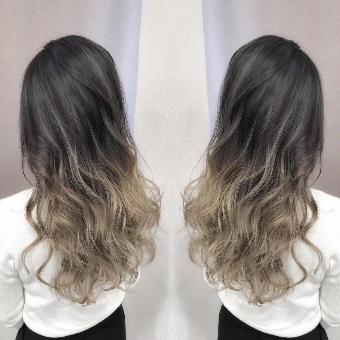 ロング カラー バレイヤージュ ブロンド レイヤーカット biscohair 髪にドラマを。のヘアスタイル