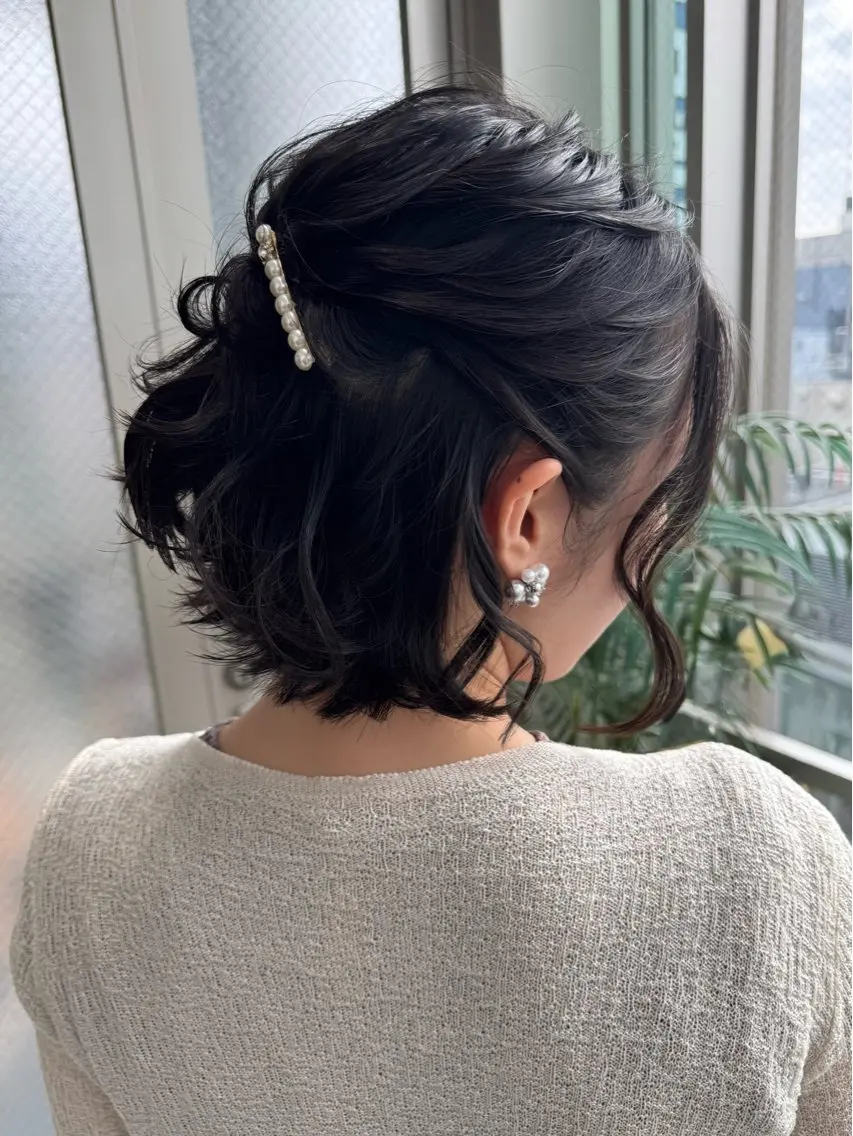 ヘアアレンジ ハーフアップ ボブ ヘアセット 池袋/髪質改善/ ヘアセット/今村のヘアスタイル