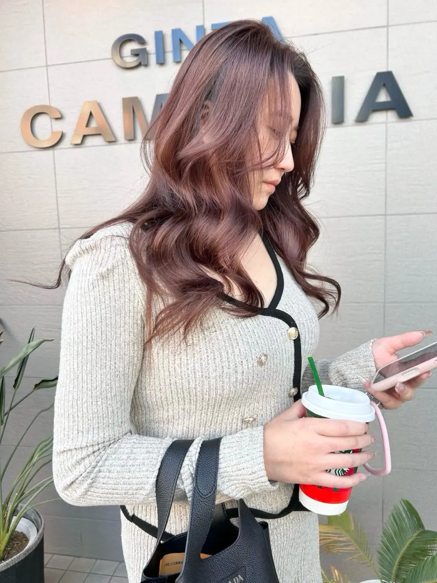 ロング カラー ブラウンカラー ピンクカラー ピンクブラウン ヘアカラー ご予約はインスタ のみ🌿@n7g10のヘアスタイル