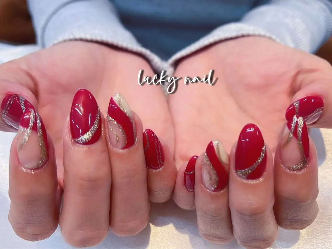 ネイル チークネイル 長さ出し ジェルネイル マグネットネイル 持ち込み Lucky nail 小林和希のネイルデザイン