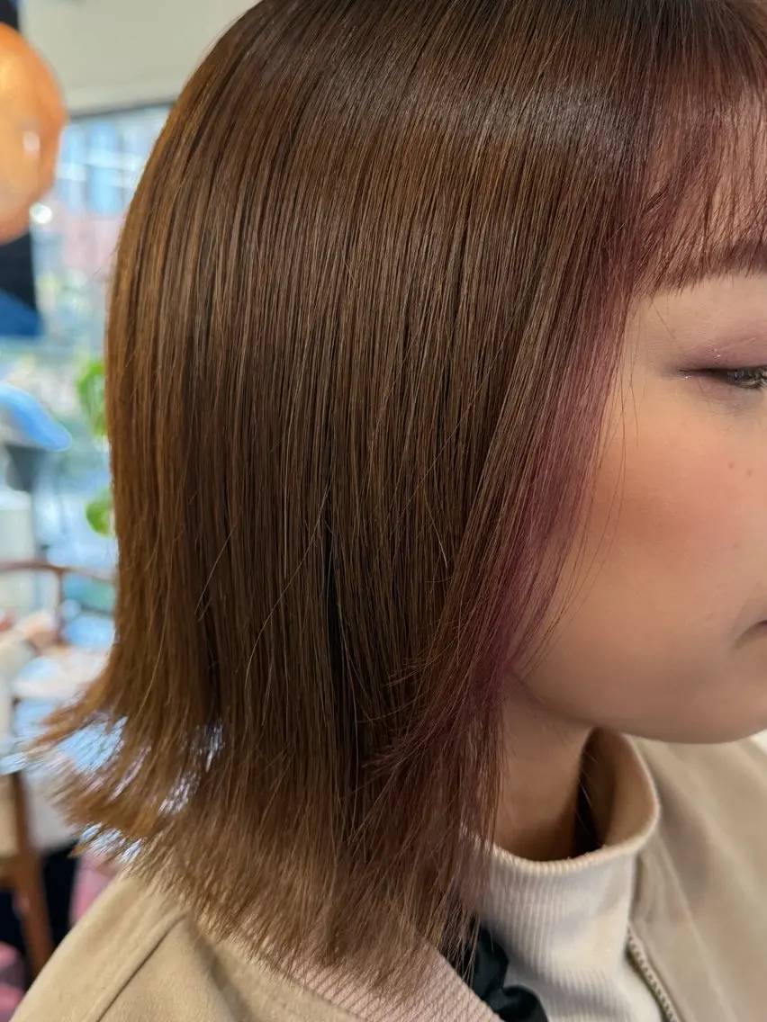 ミディアム カラー ブラウンカラー ピンクカラー カット ヘアカラー まなみ/ PORT SALONのヘアスタイル