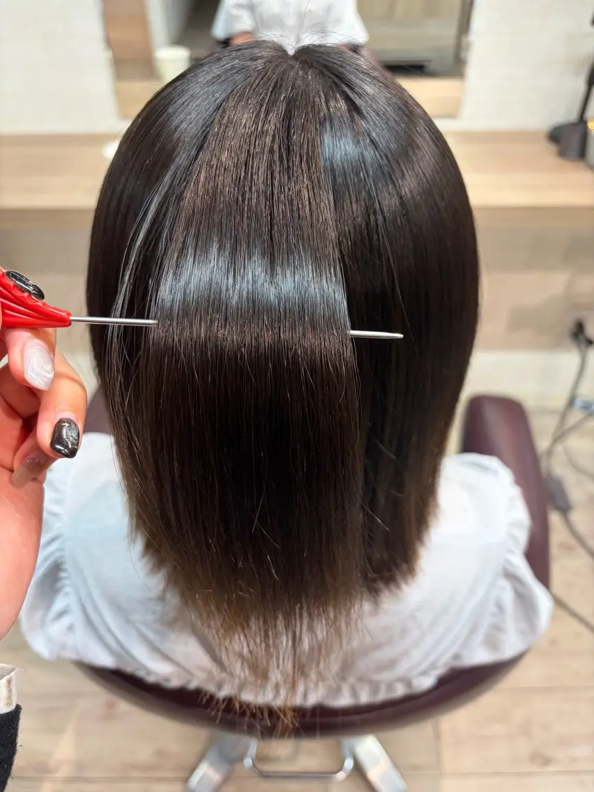 ミディアム 縮毛矯正 縮毛矯正 大賀 鈴のヘアスタイル