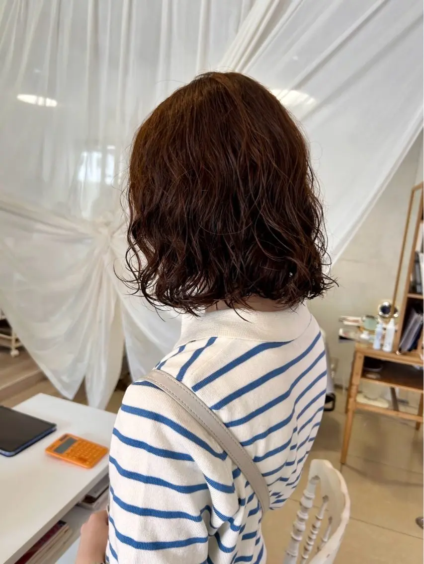 ミディアム パーマ パーマ eMuエミュ‪ ¨̮⃝ayakaのヘアスタイル