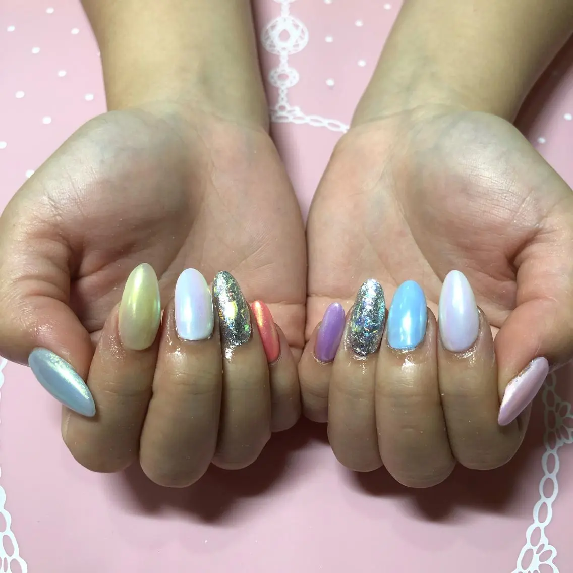 ミディアム ネイル ハンドネイル 《LB》ラブリエ Nail&eyeのマツエク・マツパデザイン