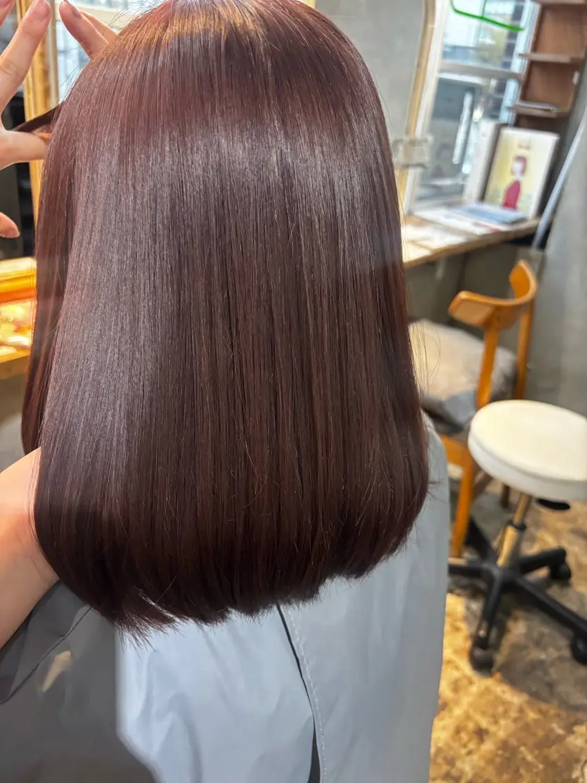 ミディアム カラー ブラウンカラー ピンクカラー ピンクブラウン ヘアカラー パーマモデル 募集riana🫧のヘアスタイル