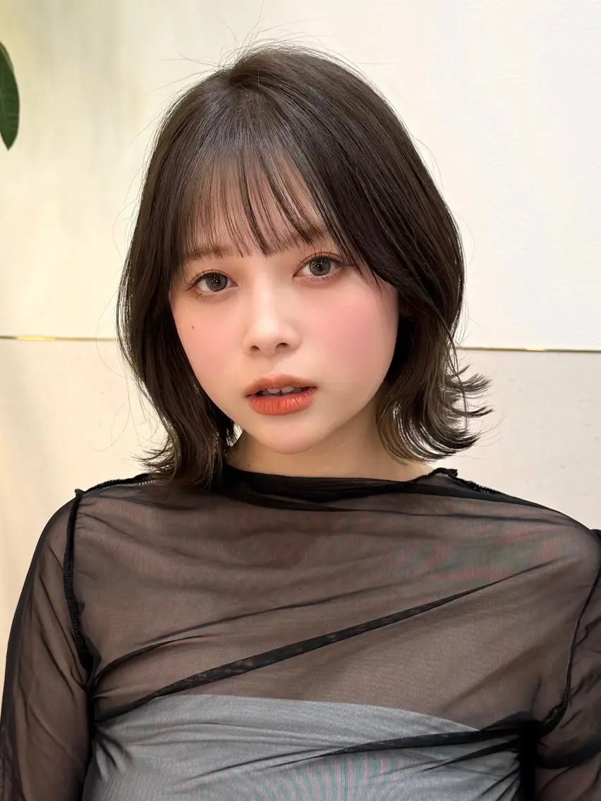ミディアム カット ヘアカラー トリートメント 新宿/髪質改善/ボブ 韓国レイヤー大重聖斗のヘアスタイル